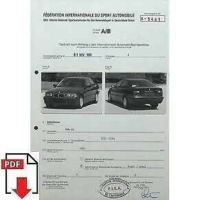 1991 BMW 320i (E36) FIA homologation form PDF download